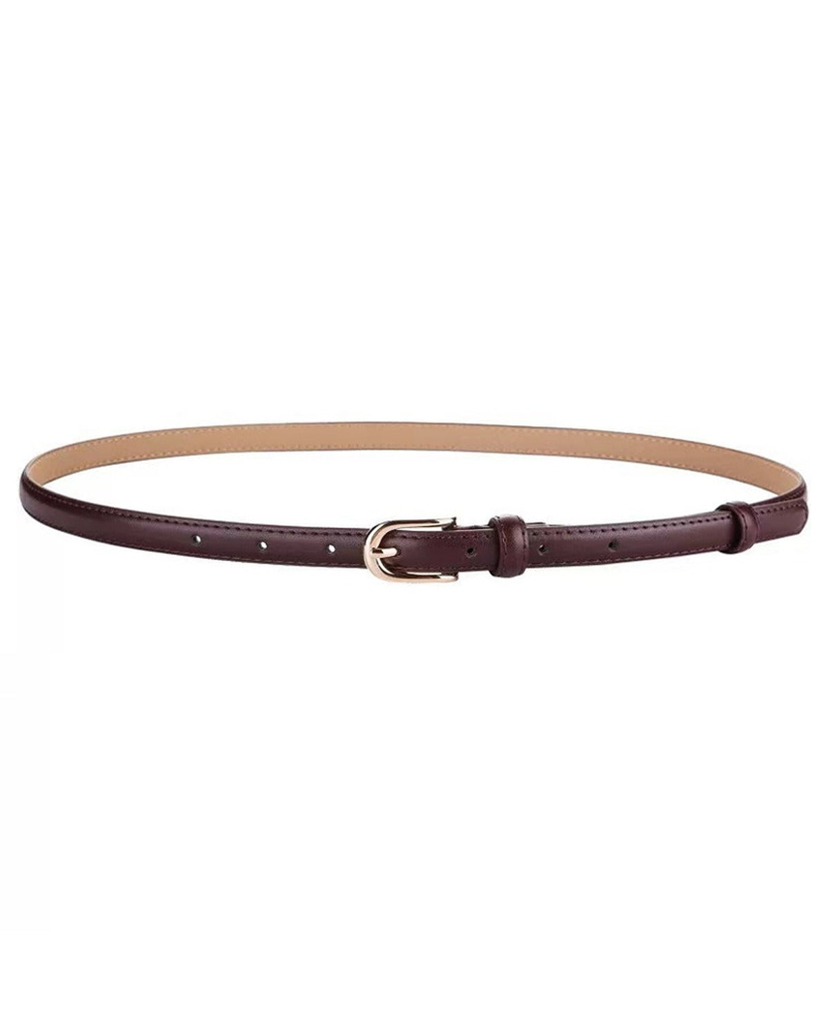 Cintura Sottile in Pelle con Fibbia Dorata - SLK