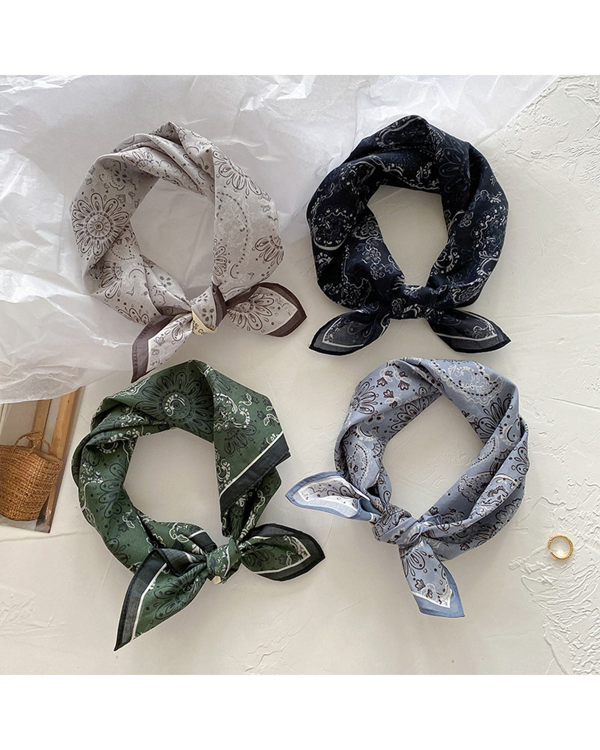 Foulard Quadrato in Cotone Lino