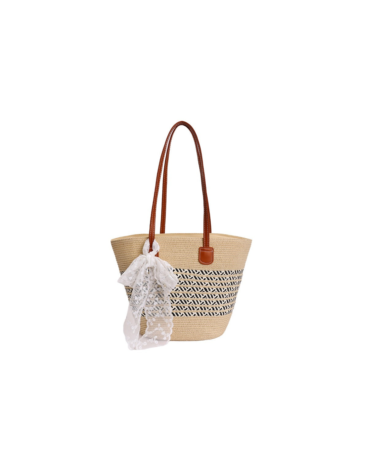 Borsa Resort Intrecciata con Manici Marroni