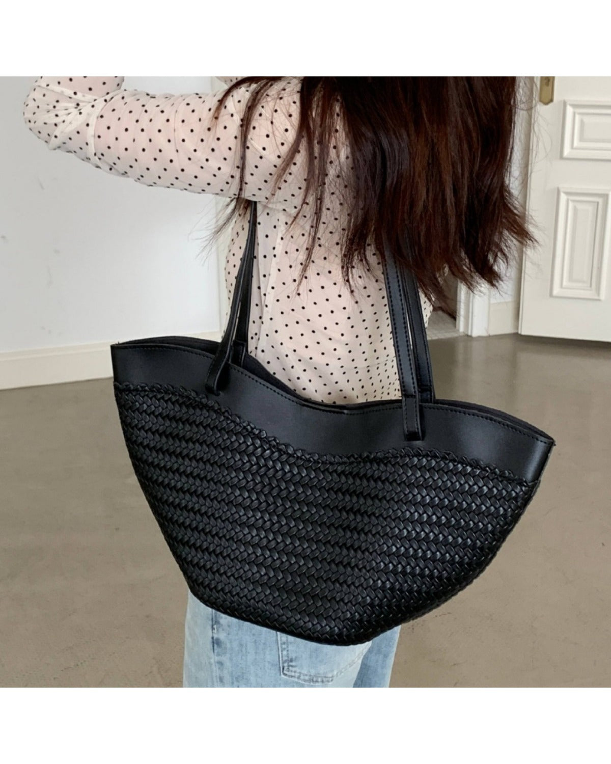 Borsa a Spalla Intrecciata Bianco Crema - SLK