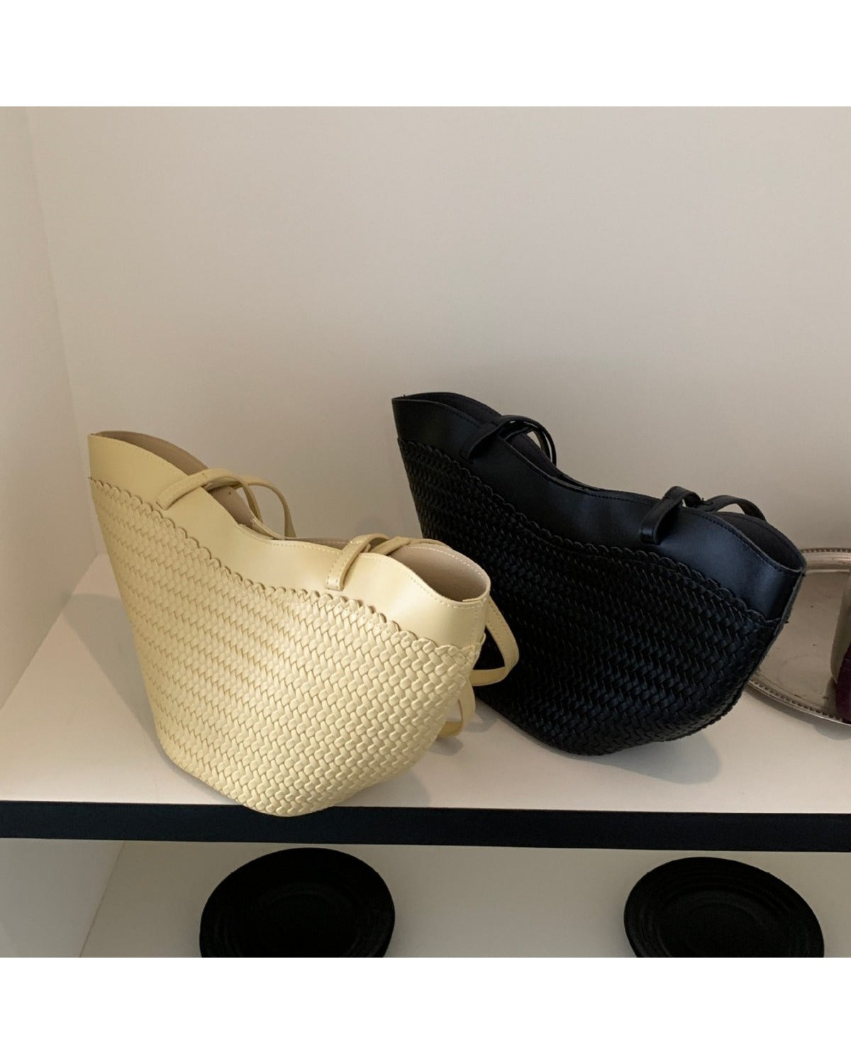Borsa a Spalla Intrecciata Bianco Crema - SLK