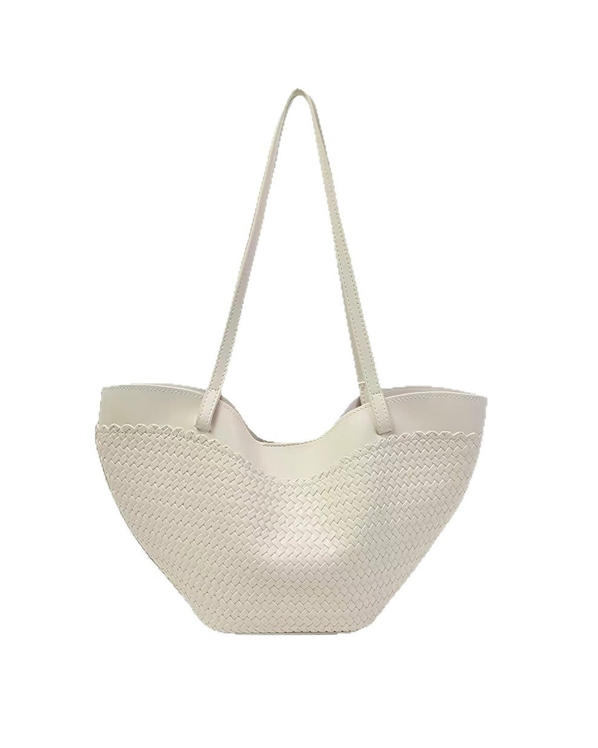 Borsa a Spalla Intrecciata Bianco Crema - SLK