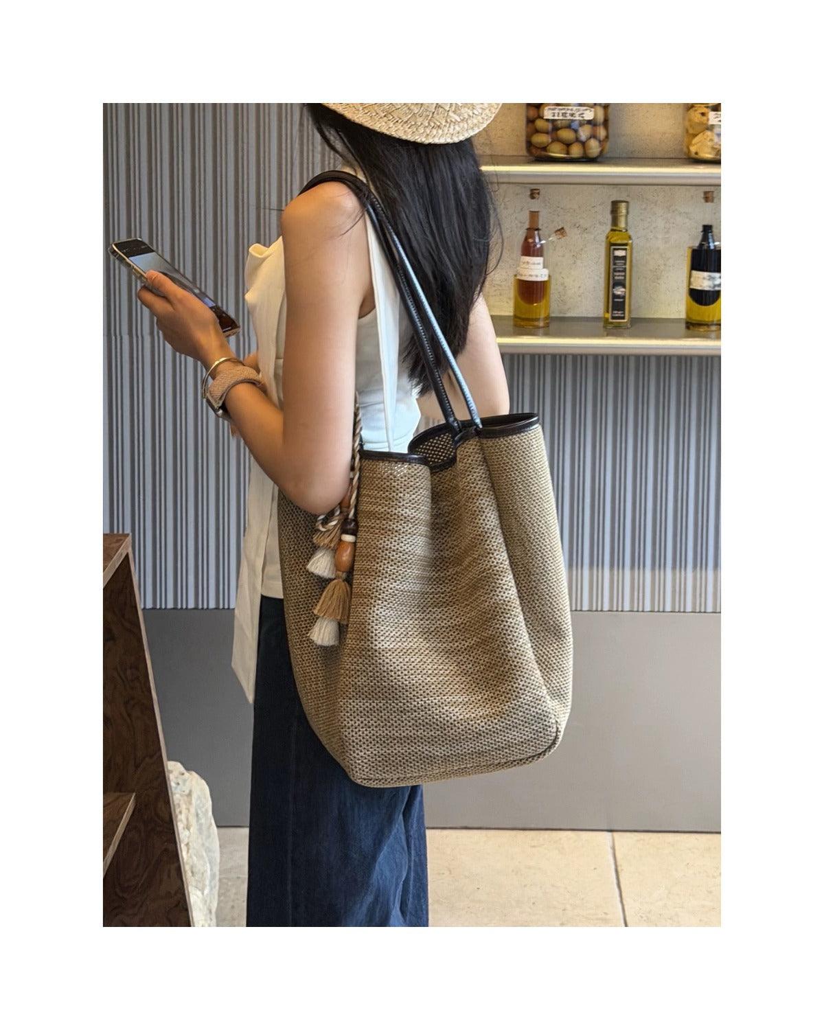 Borsa Tote Intrecciata Beige - SLK