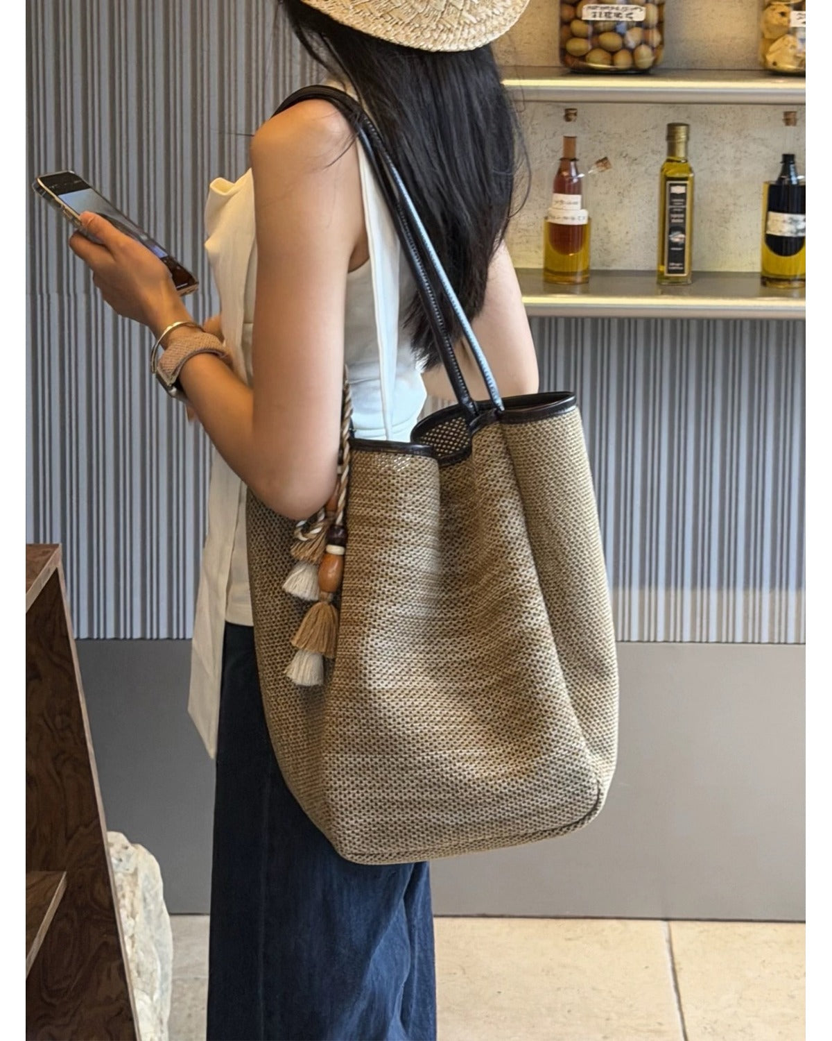 Borsa Tote Intrecciata Beige - SLK