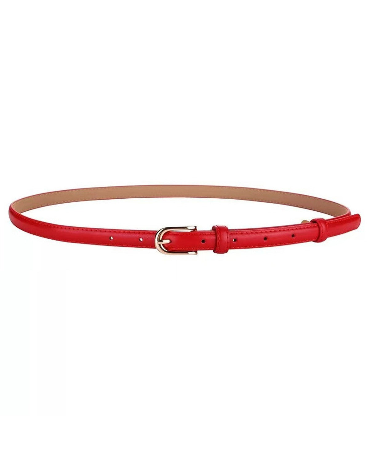 Cintura Sottile in Pelle con Fibbia Dorata - SLK