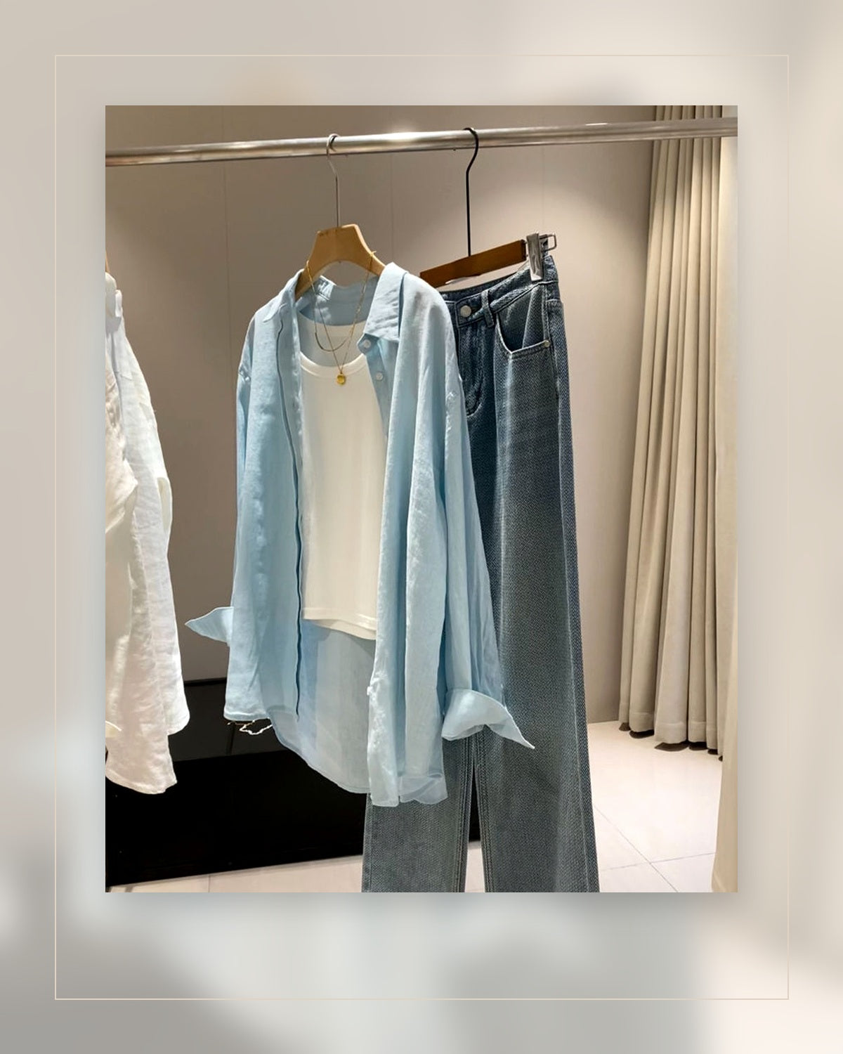 Camicia in Stile Lino Old Money - azzurro