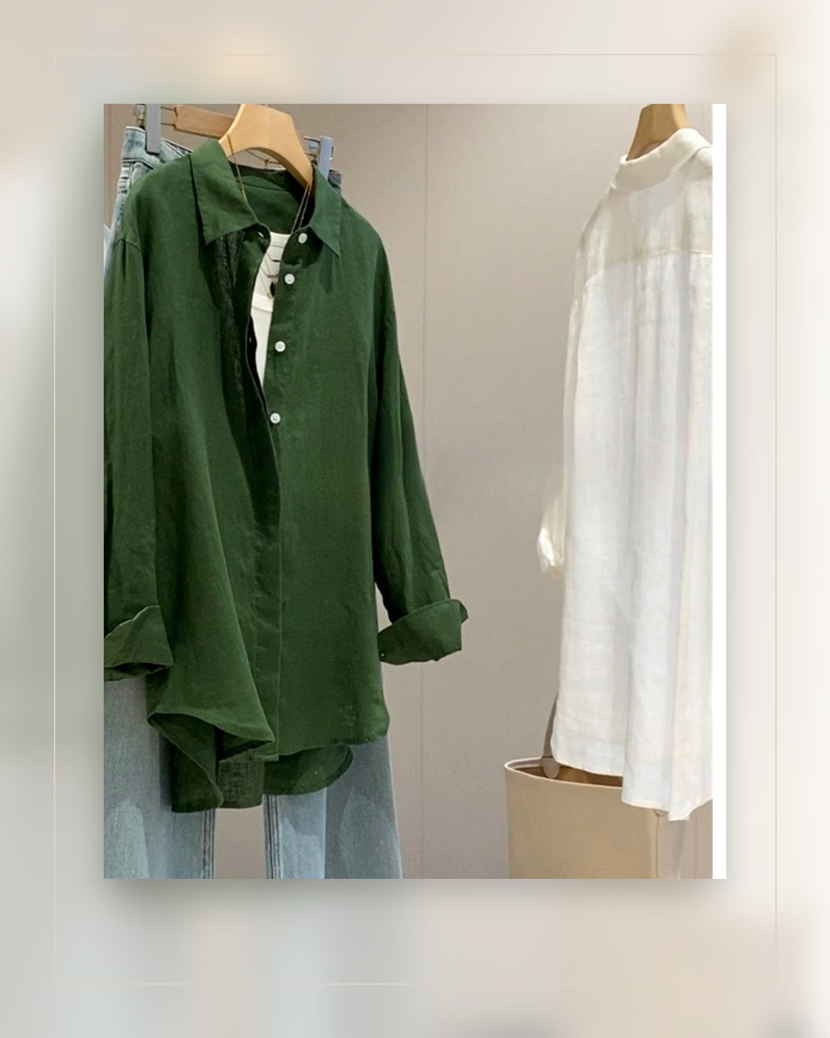 Camicia in Stile Lino Old Money - verde bosco
