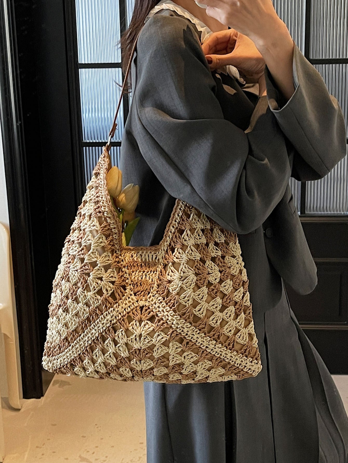 Borsa Tote Intrecciata in Raffia - SLK