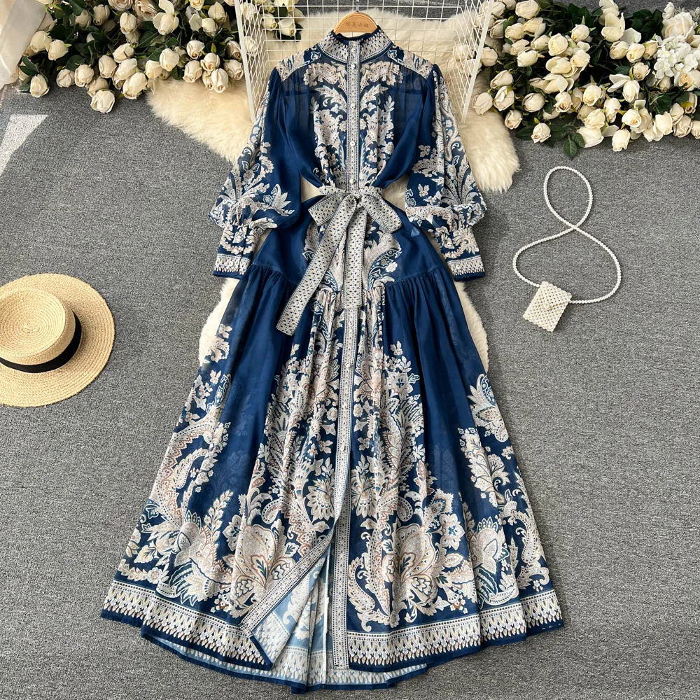 Abito Midi Boho Chiffon Manica Lunga - Lilla chiaro