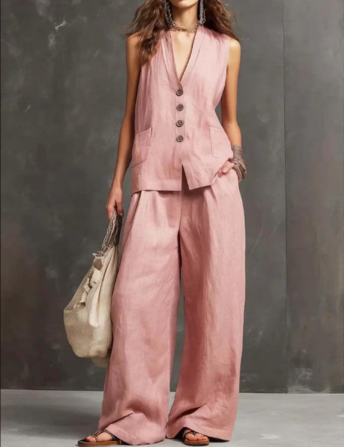 Completo Gilet Scuro e Pantaloni Palazzo