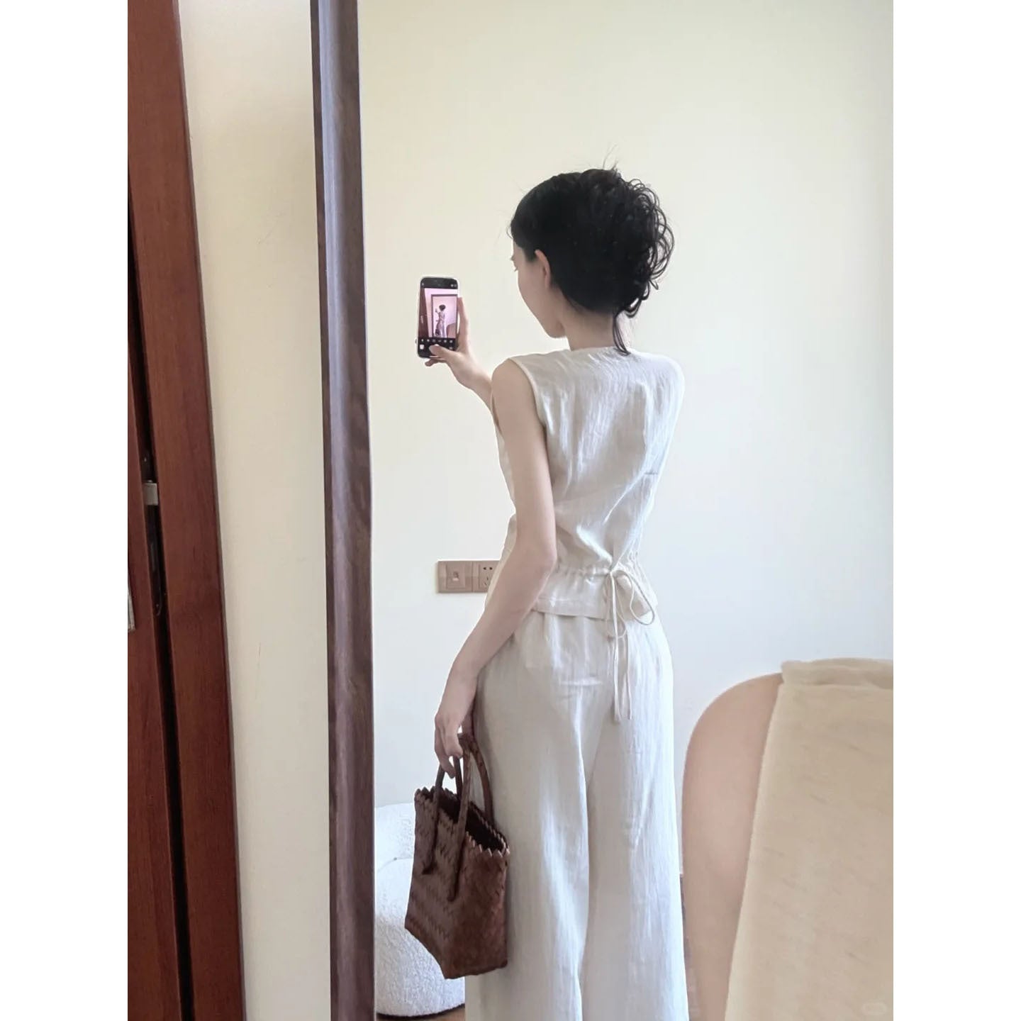 Completo Gilet Minimal e Pantaloni Palazzo - Bianco