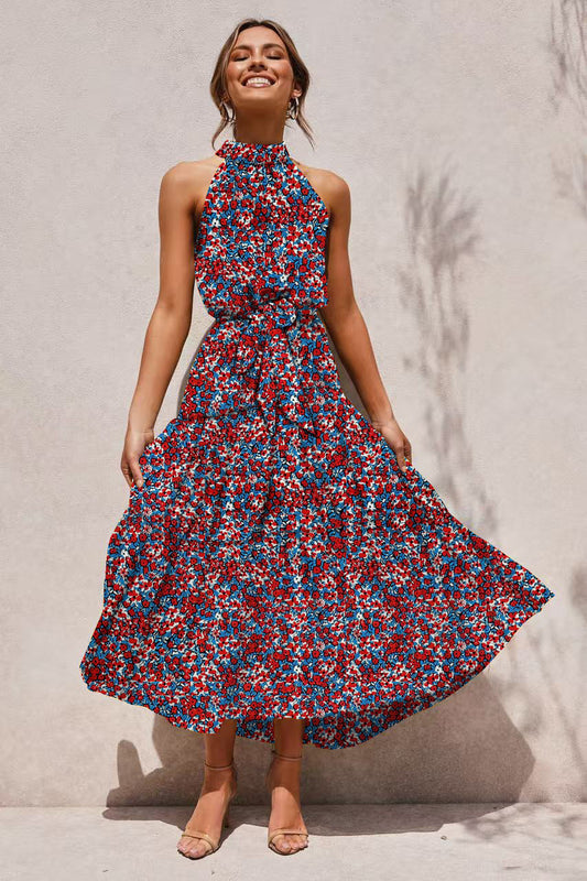 Abito Halter Floreale Estate - Blu