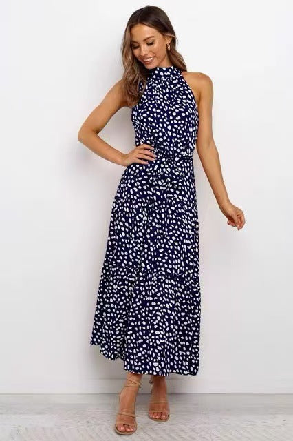 Abito Halter Floreale Estate - Blu pietra