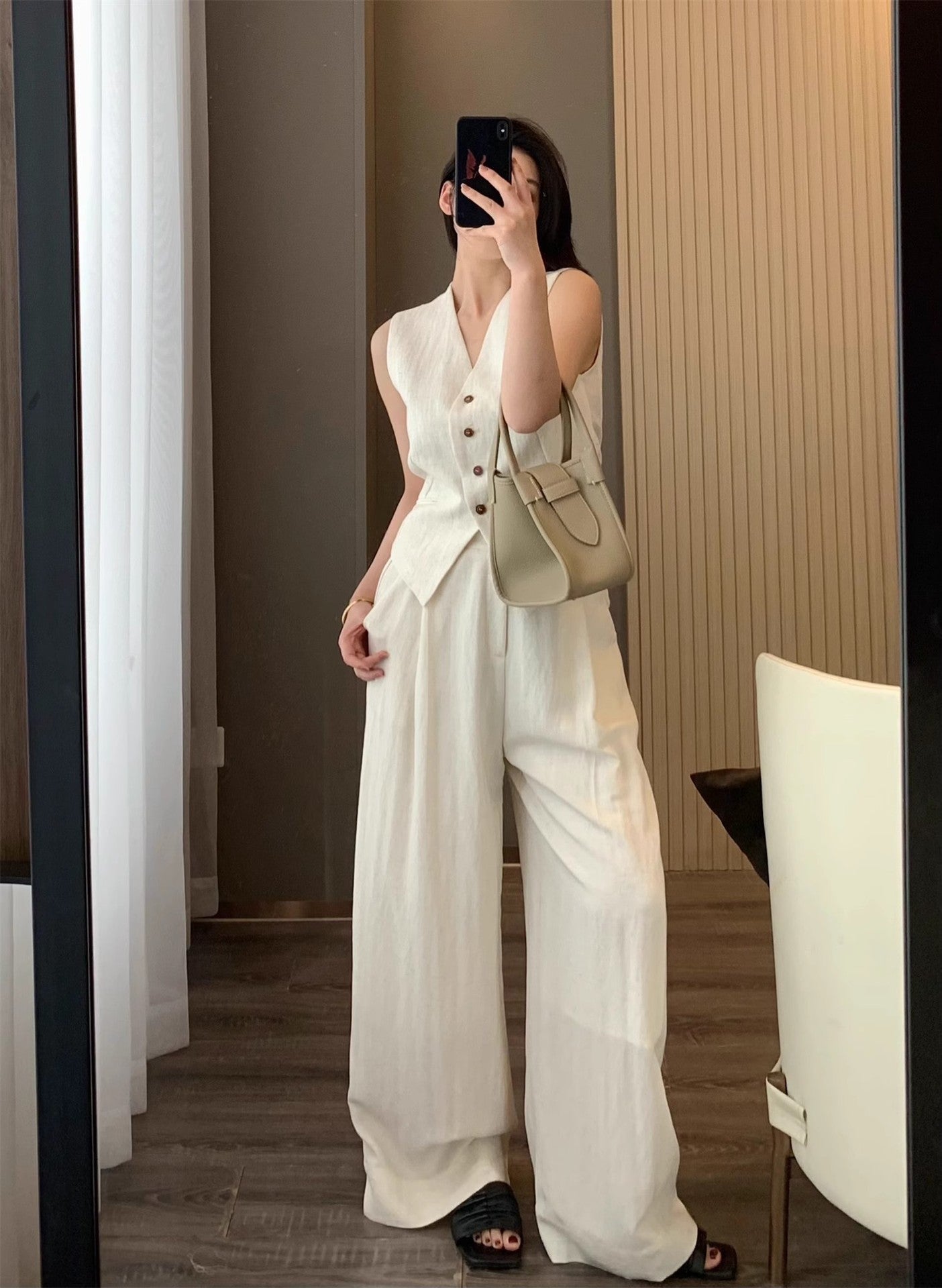 Completo gilet bianco crema