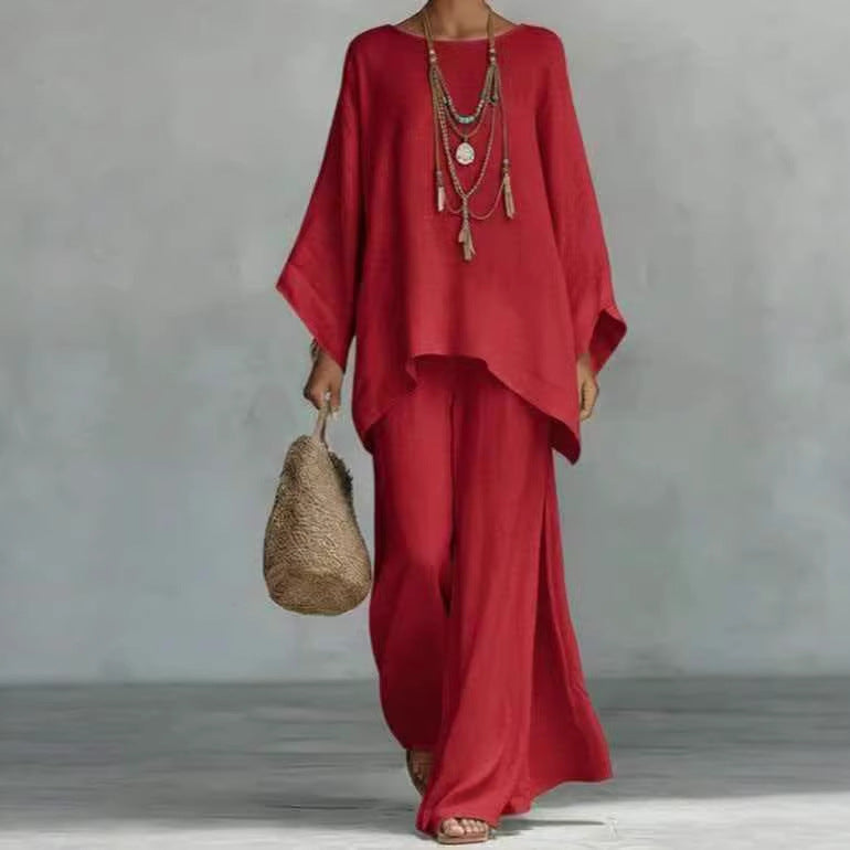 Completo relax in lino colore Rosso