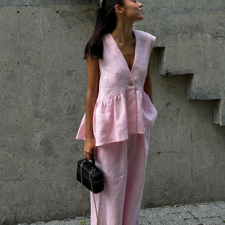 Completo Gilet con Pantaloni Palazzo