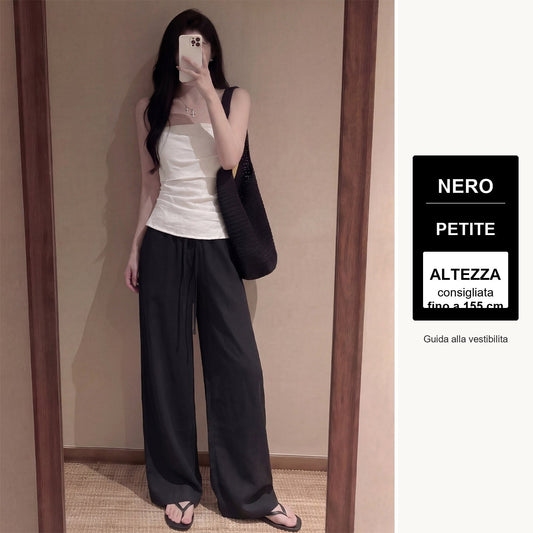 Pantaloni palazzo effetto lino - Nero - petite - guida altezza