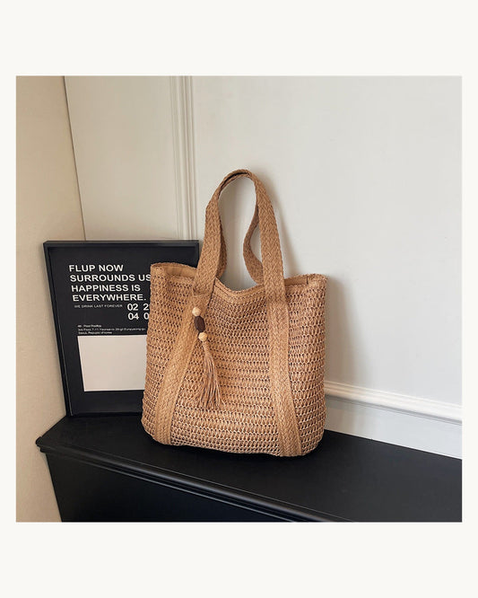 Borsa Tote Intrecciata in Raffia - immagine principale SLK