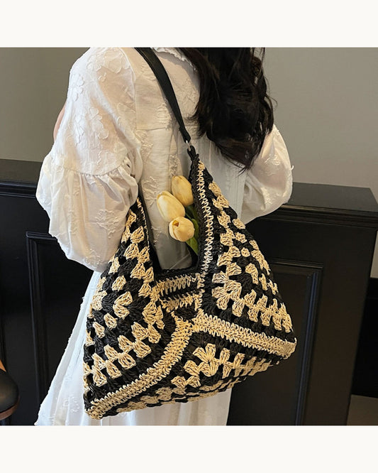 Borsa Tote Intrecciata in Raffia - immagine principale SLK